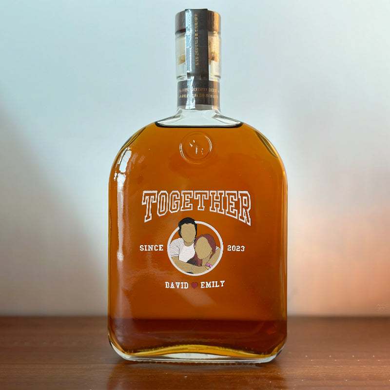 Custom Couple Portrait Engrave Whiskey Bottle Gifts