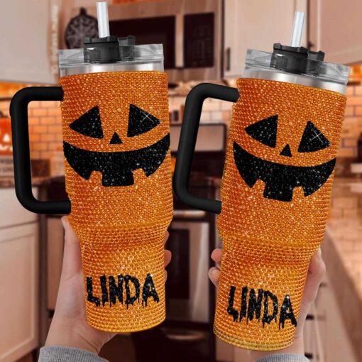 Halloween Tumbler - Personalized Pumpkin Bling 40 Oz Tumbler