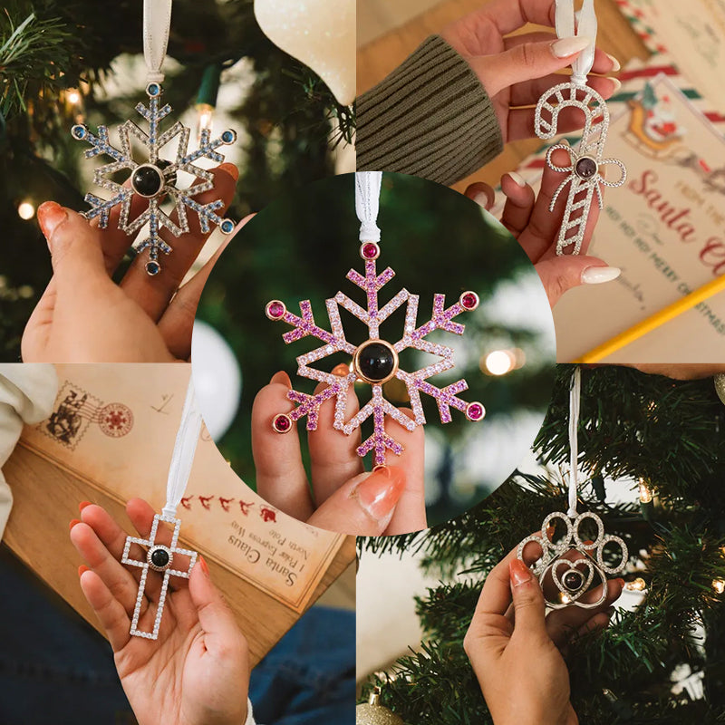 Personalized Pink Snowflake Photo Ornament Christmas Gifts