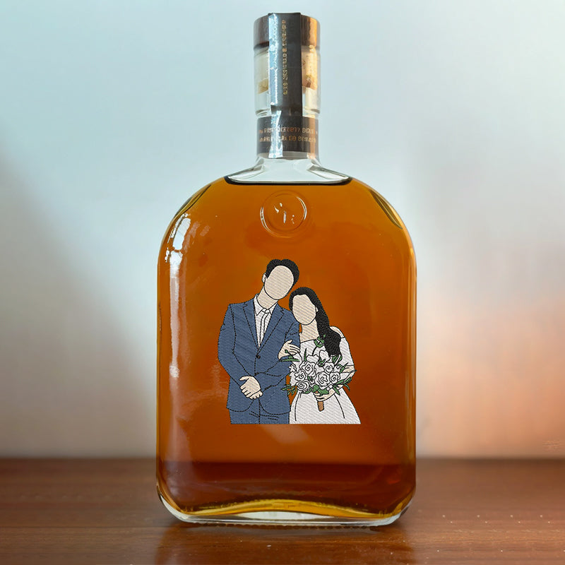 Custom Couple Portrait Love Whiskey Bottles