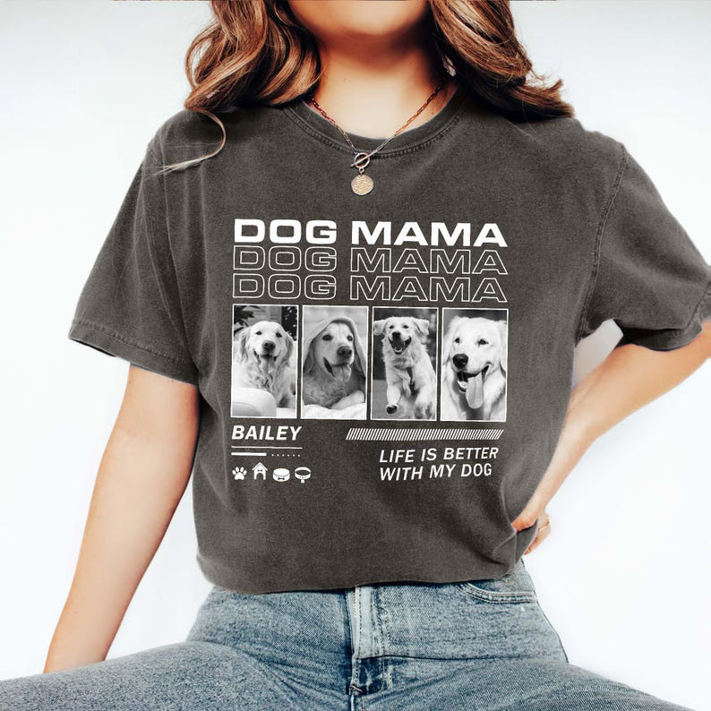 Custom Comfort Color Pet Photo Shirt, Dog Mom Shirt