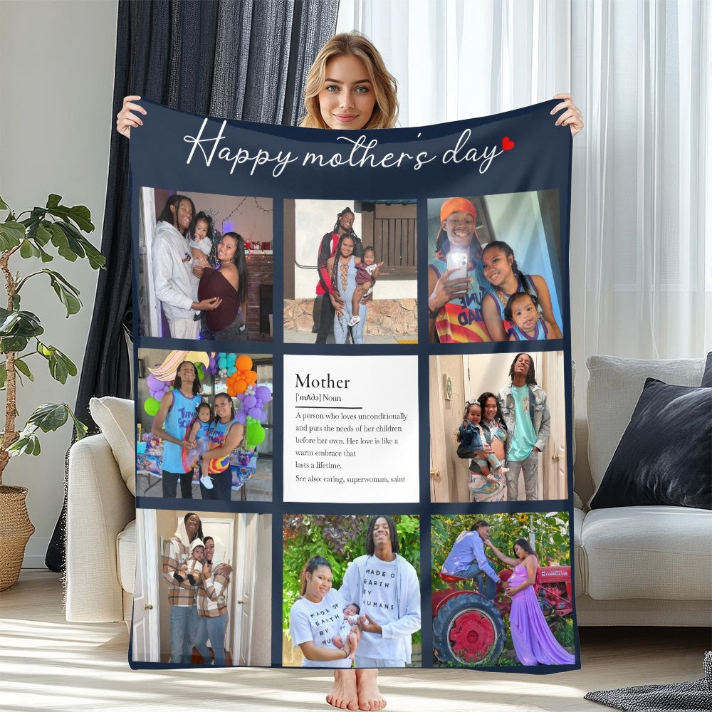 Personalized 9 Photos Happy Mother's Day Blankets Fleece Blanket