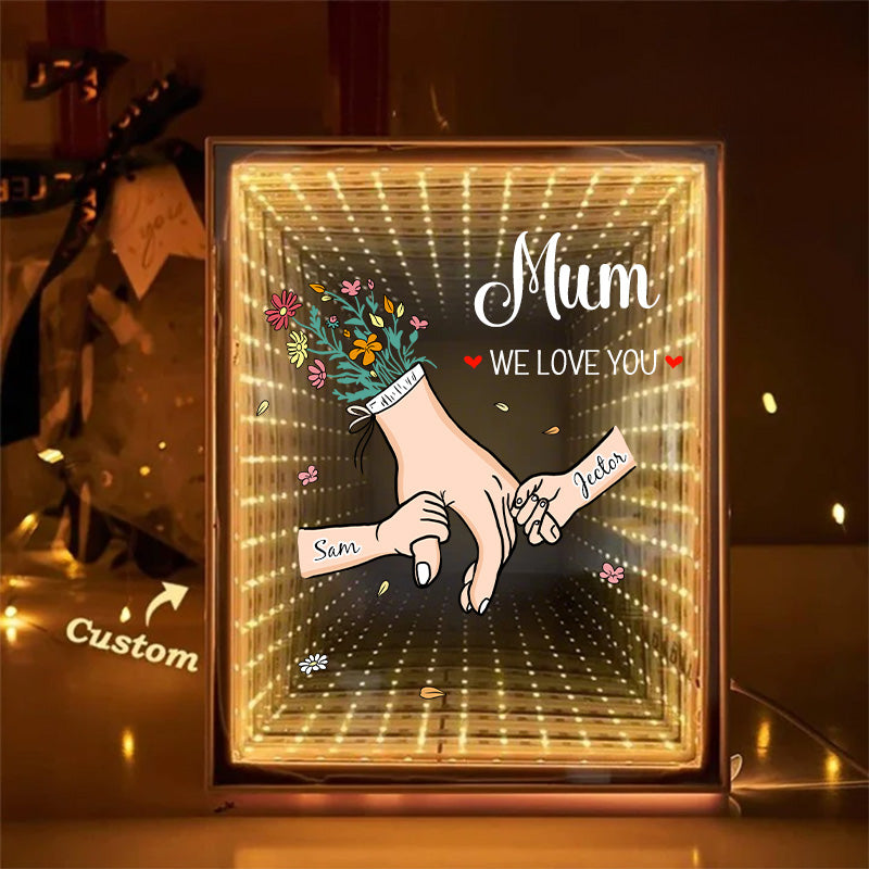 Family Love Blooms Forever - Personalized Mum We Love You Customised Starry Mirror Lightboxes