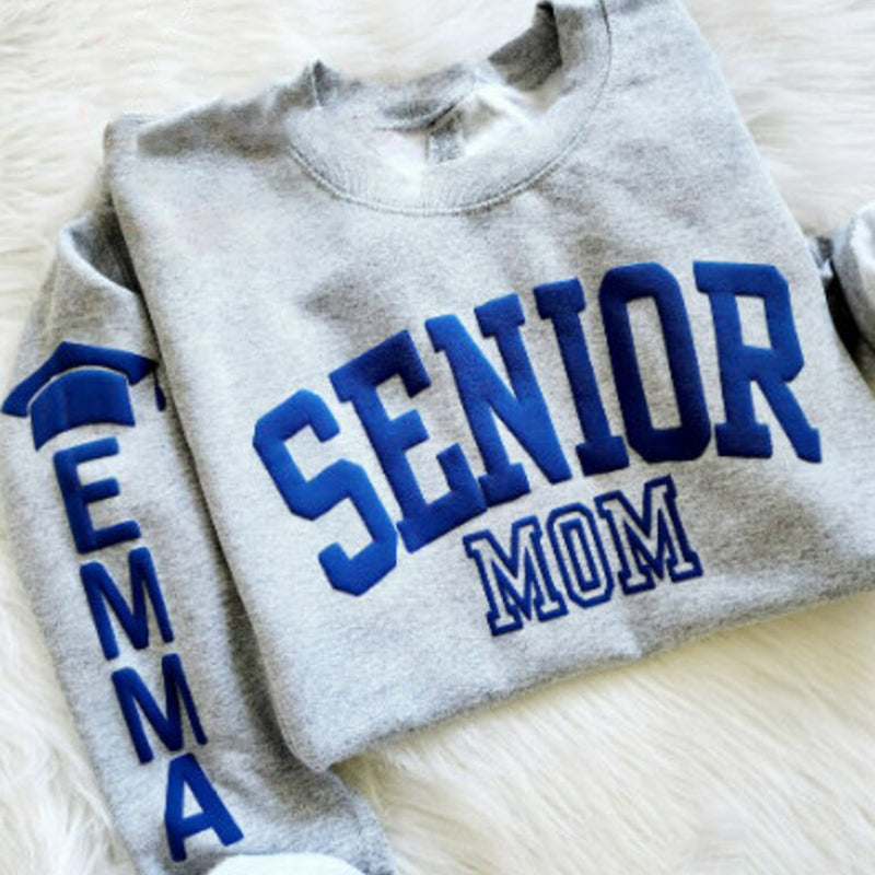 Personalized 3D Foam Senior Mom Sweatshirt with Kids Name