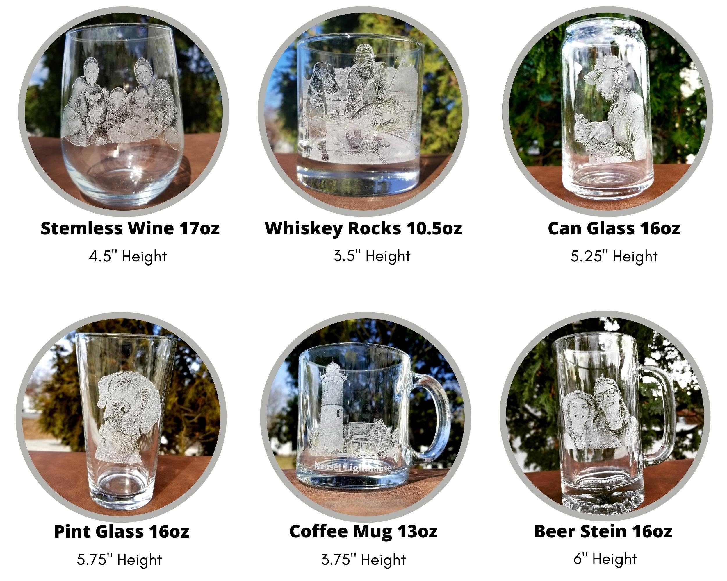 Etched Picture Rocks Glass Father's Day Personalized Whiskey Glass