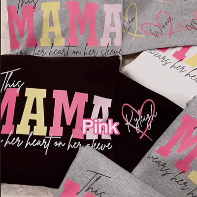 Personalized Wear Heart On Sleeve Mama Sweatshirt with Kid Names on Sleeves-Mother's Day Sale!Free Shipping! (Customized free)