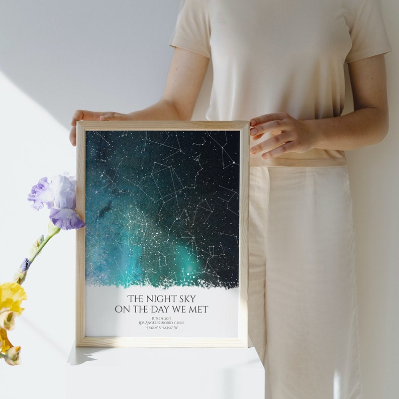 Custom Star Night Sky Print Map - Unique Romantic Gift for Him or Her