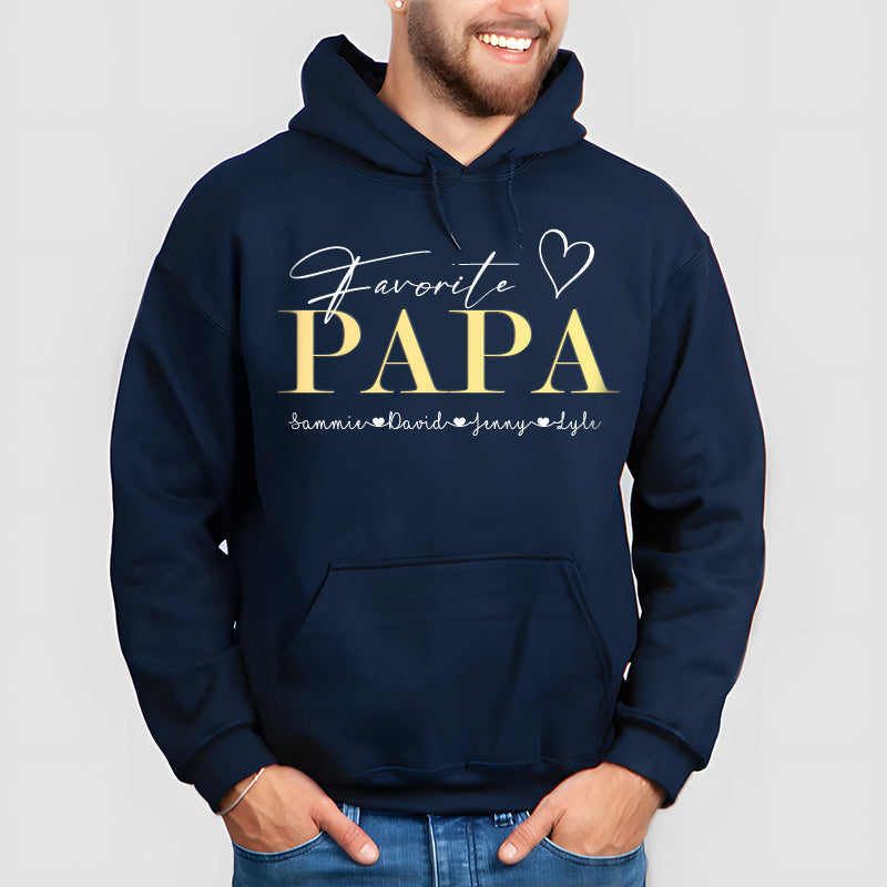 "Favorite PAPA" Personalized with Children's Names T-Shirt Gift, Cool Dad Sweatshirt