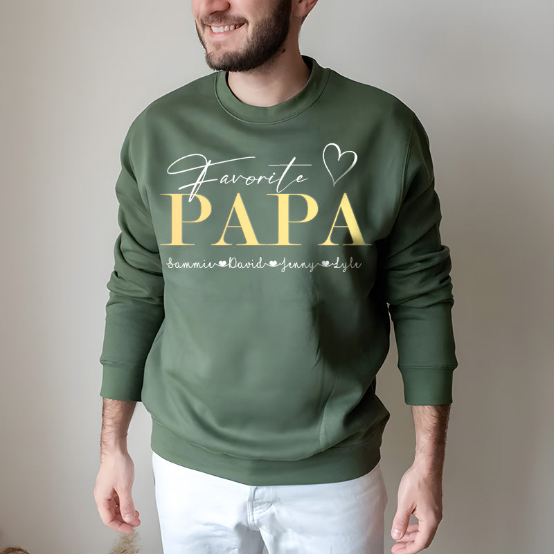 "Favorite PAPA" Personalized with Children's Names T-Shirt Gift, Cool Dad Sweatshirt