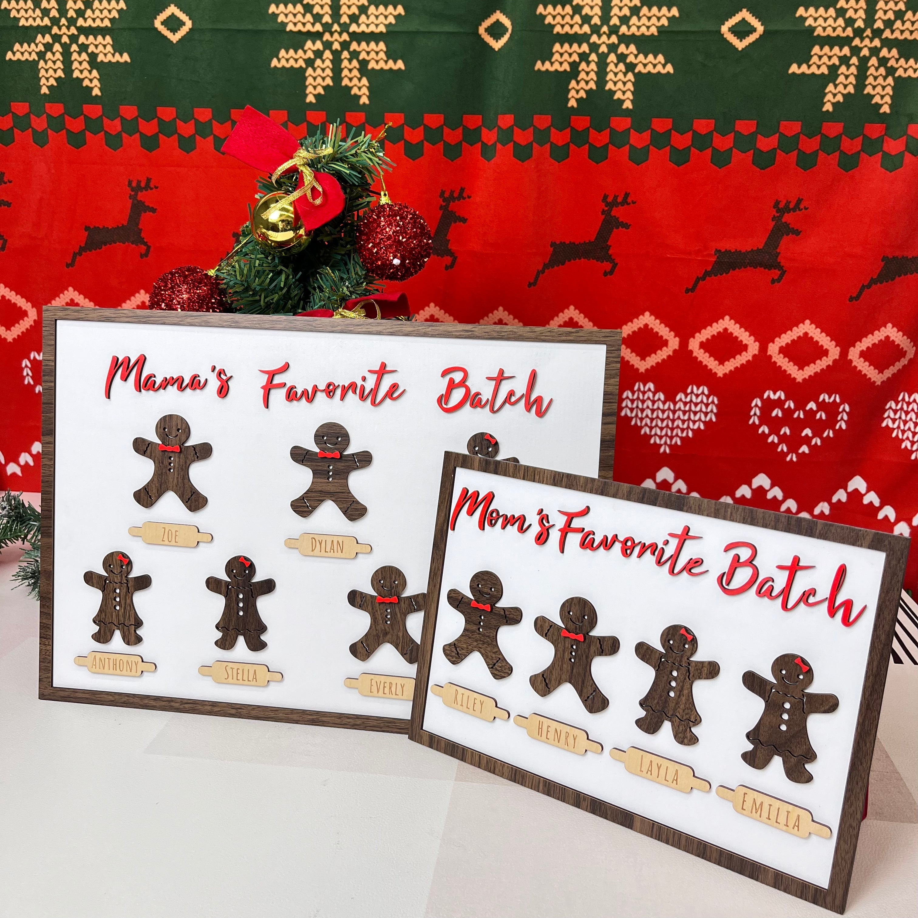 Custom Gingerbread Man Family Name Wooden Frame