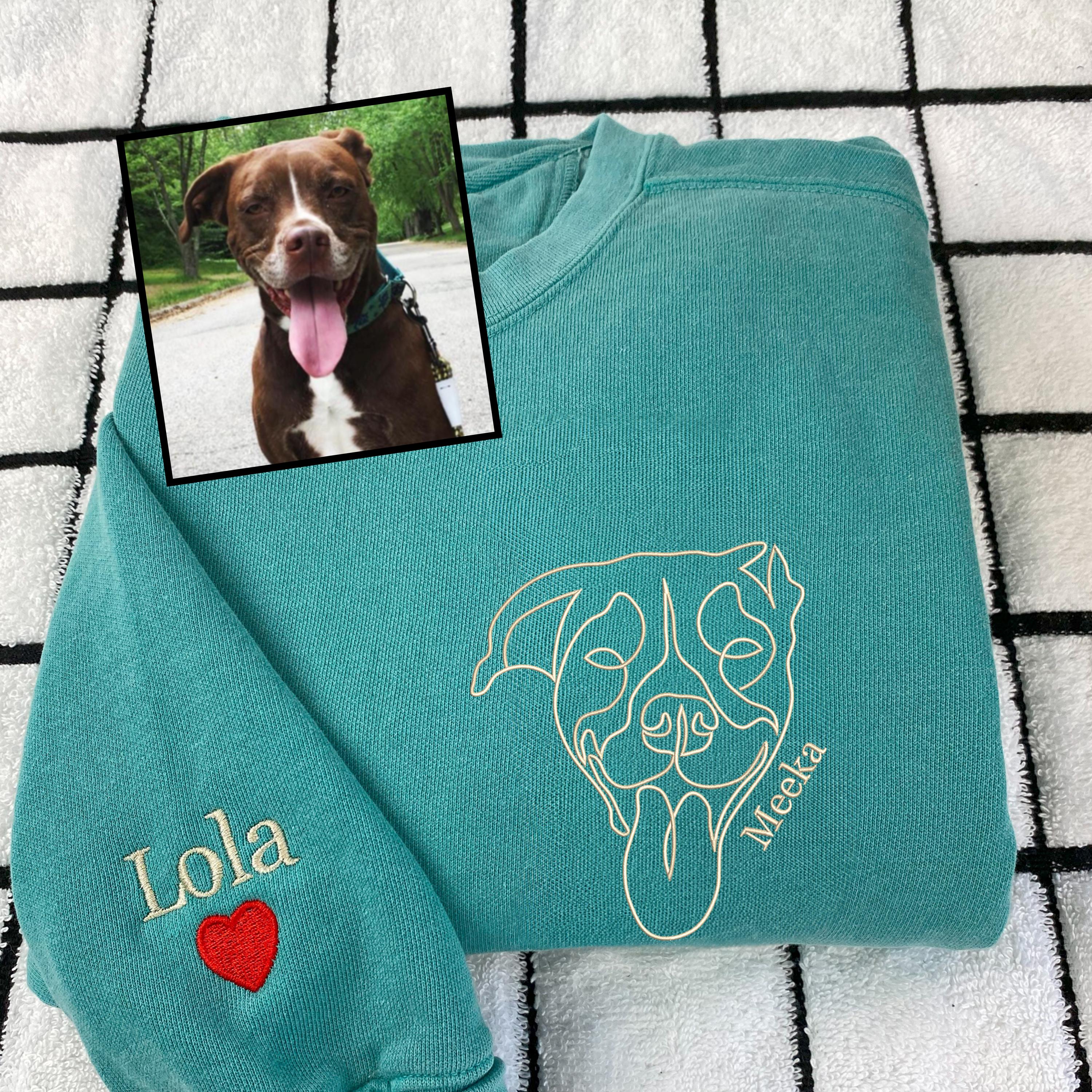 Custom Full Color/Outline Embroidered Pet Portrait Christmas Jumper Sweatshirt