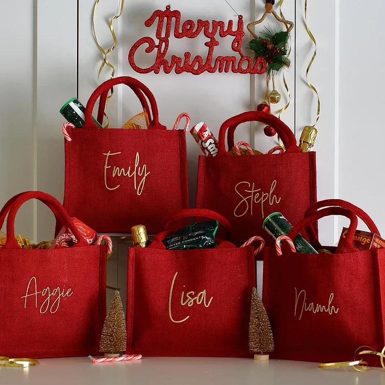 🛍️ Personalized Embroidered Christmas Gift Bag 🎄