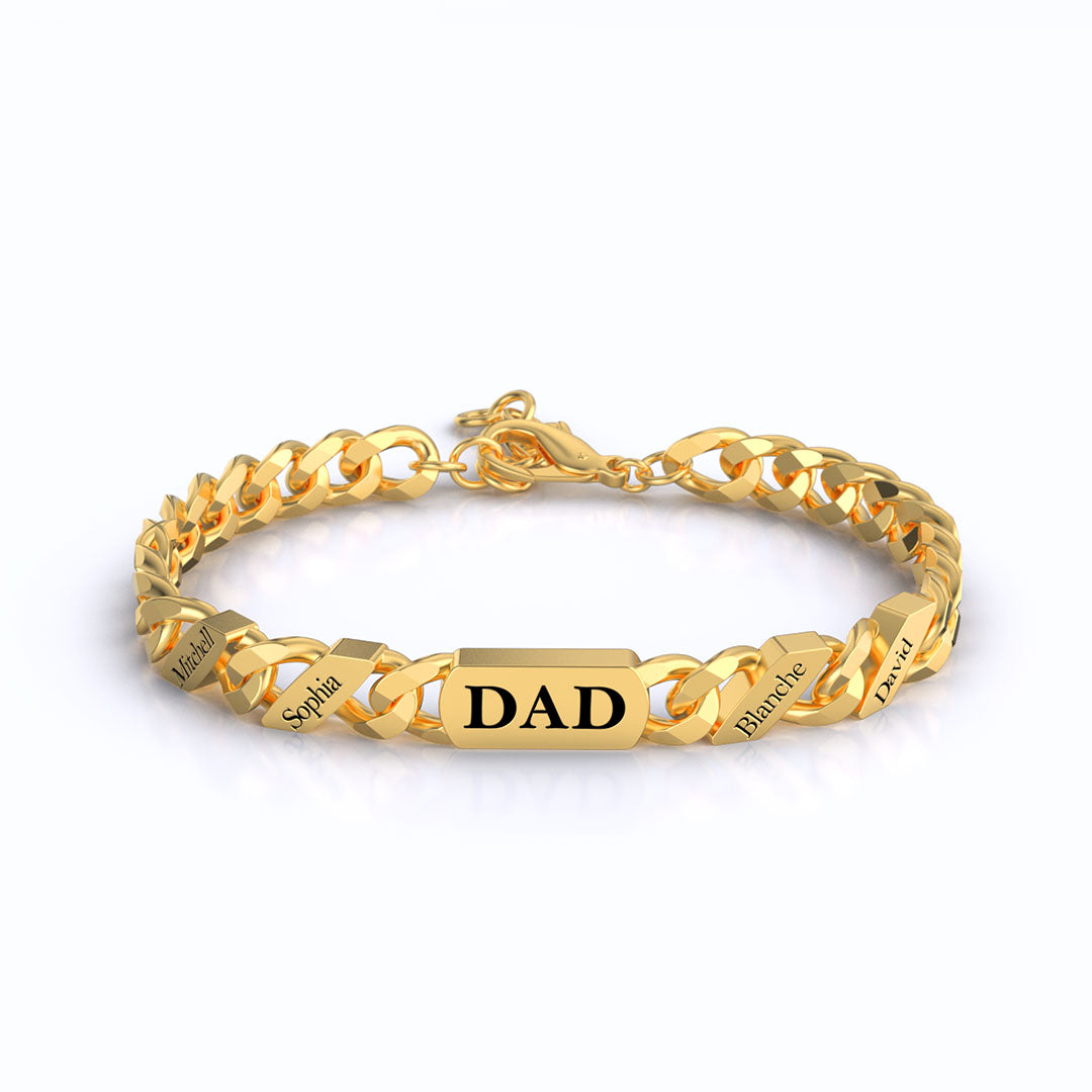 Custom Family Name Chain Bracelet For Father's Day Gift