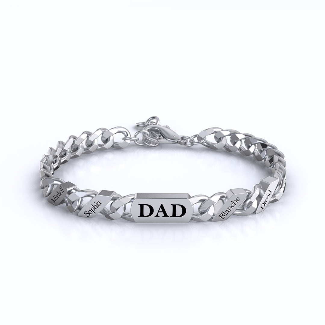 Custom Family Name Chain Bracelet For Father's Day Gift