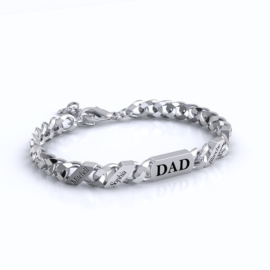 Custom Family Name Chain Bracelet For Father's Day Gift