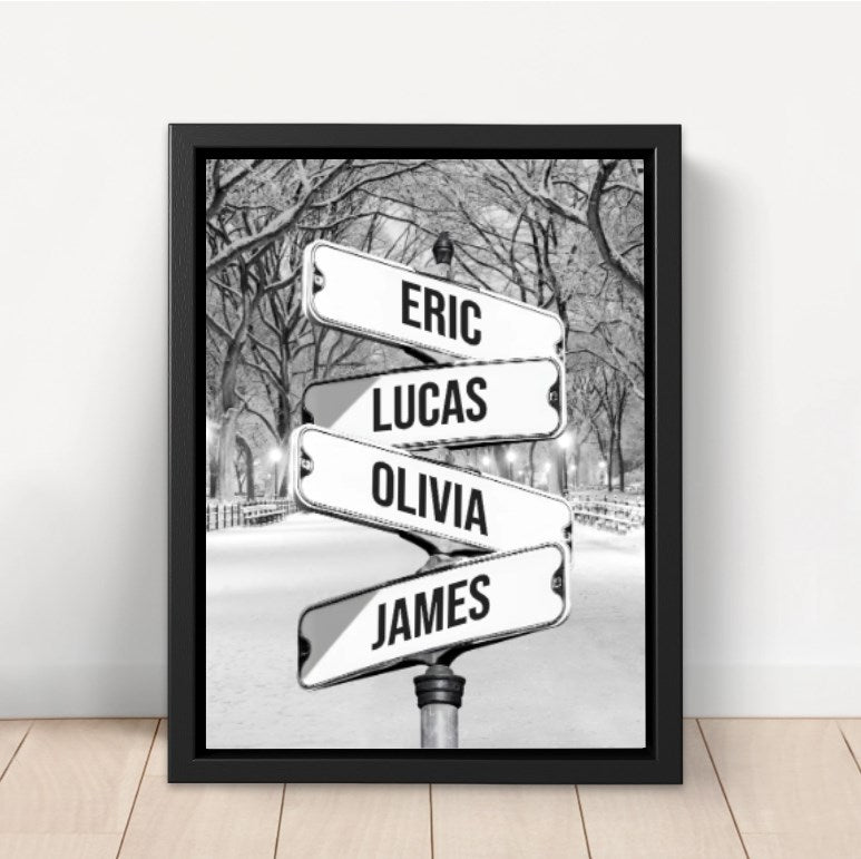 Personalized Canvas "Vintage street sign for families"