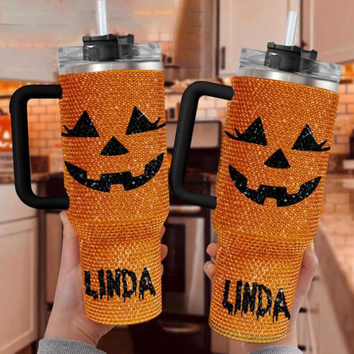 Halloween Tumbler - Personalized Pumpkin Bling 40 Oz Tumbler