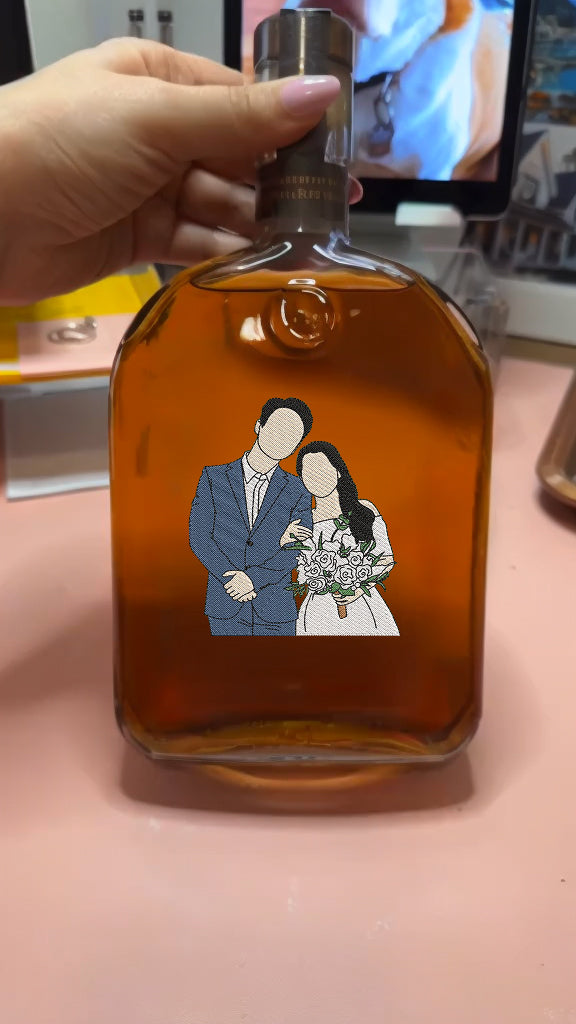 Custom Couple Portrait Love Whiskey Bottles