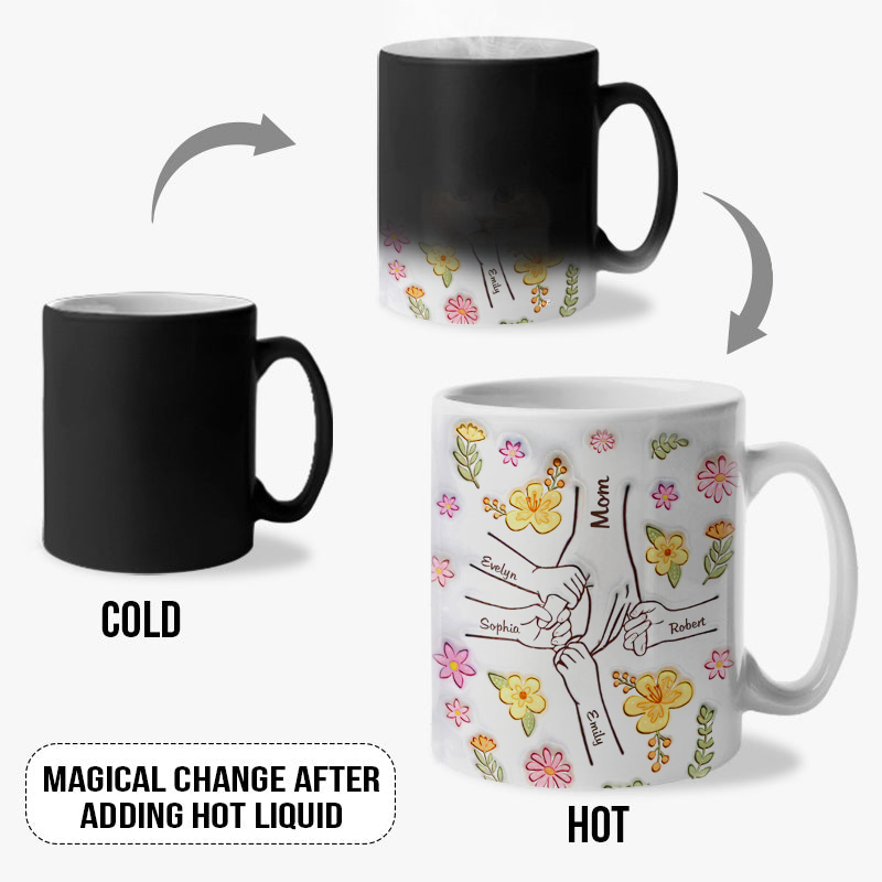 Hold My Hand, Hold My Heart - Color Changing Magic 3D Inflated Effect Printed Mug-For Mom,Mother's Day Gift