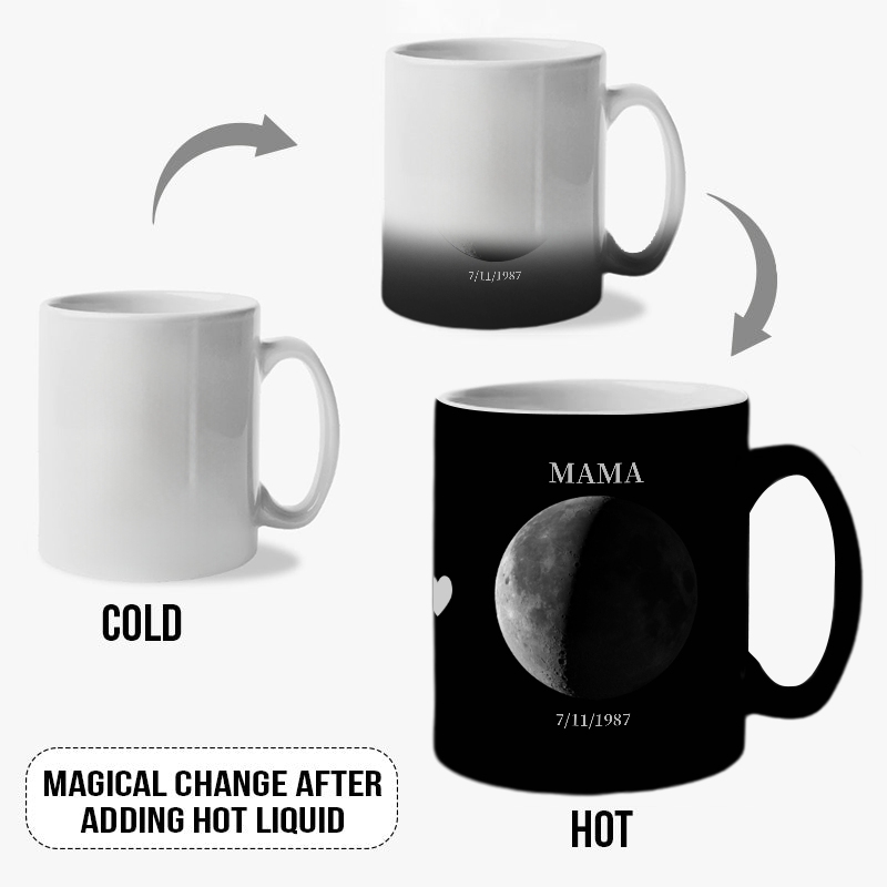 REAL Moon Phase - Color Changing Magic 3D Effect Printed Mug-For Mom,Mother's Day Gift