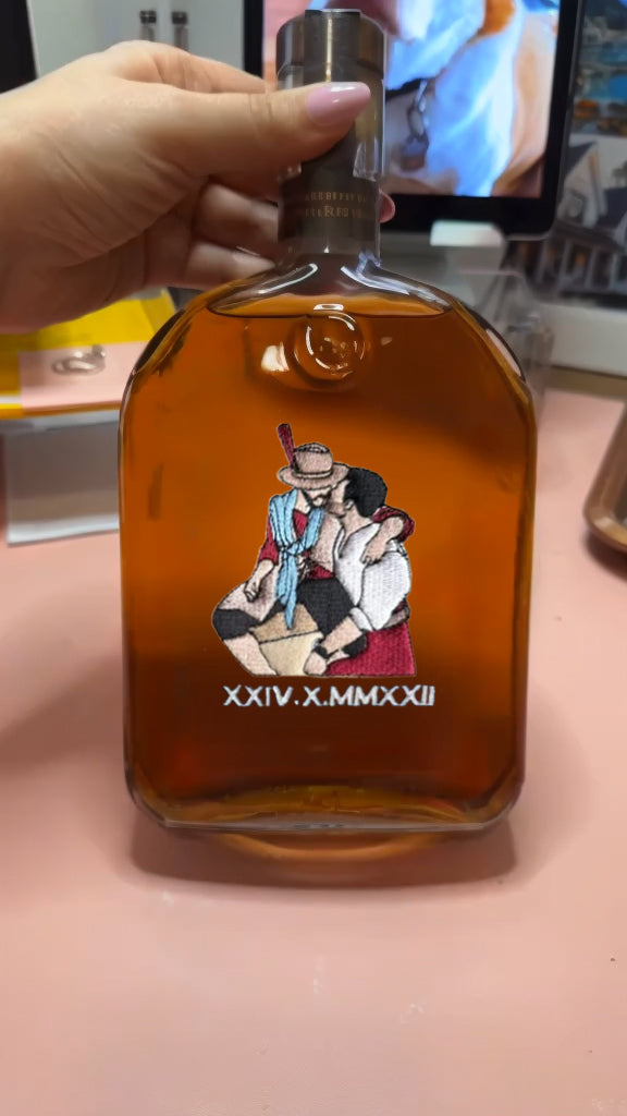 Personalized Engraved Couple Portrait Whiskey Bottles