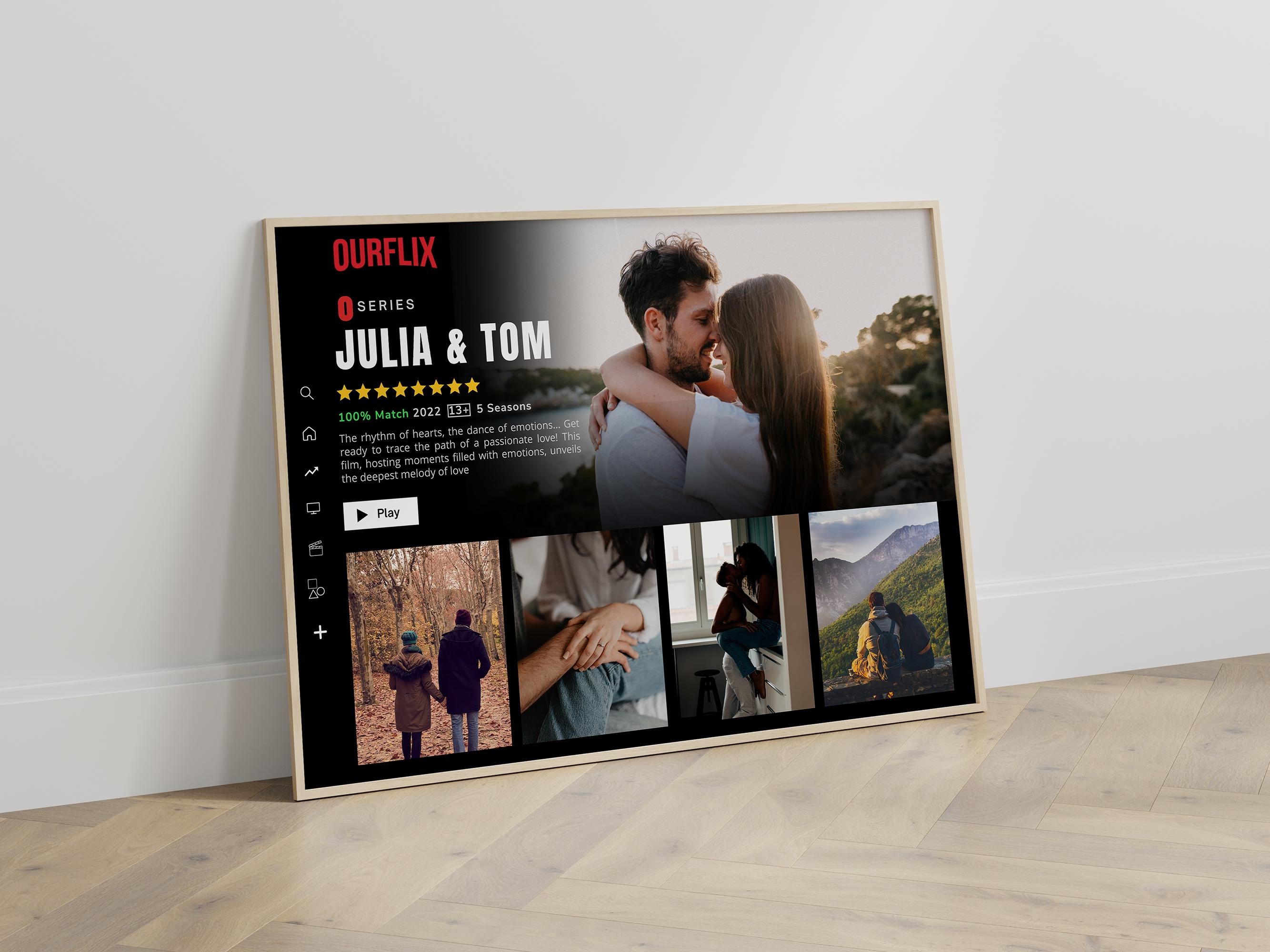 Personalized Lovestory Movie Frame, Gift For Lover