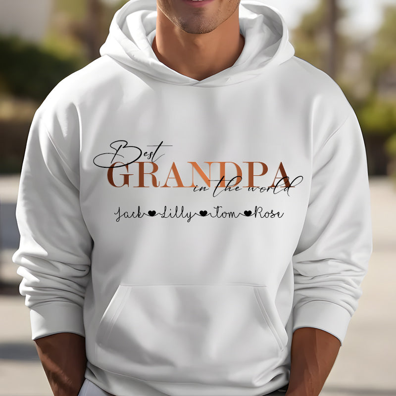 "Best Grandpa in the World" Personalized with Children's Names T-Shirt Gift, Cool Dad Sweatshirt