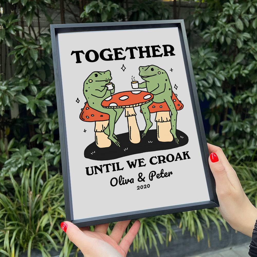 Personalized Frog Couple Print, Custom Frog Illustration Frame,Valentines Gift