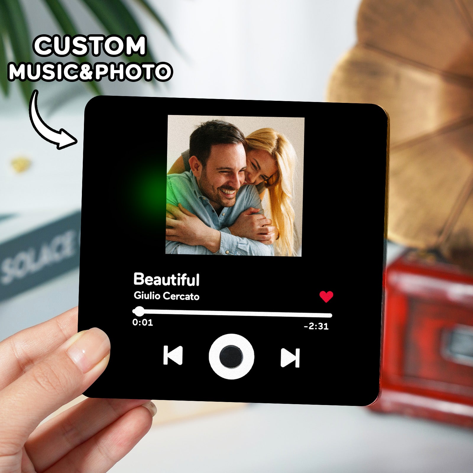 Personalized Custom Photo Music Fridge Magnet Can Play Songs and Adjust Volume, Gifts for Her