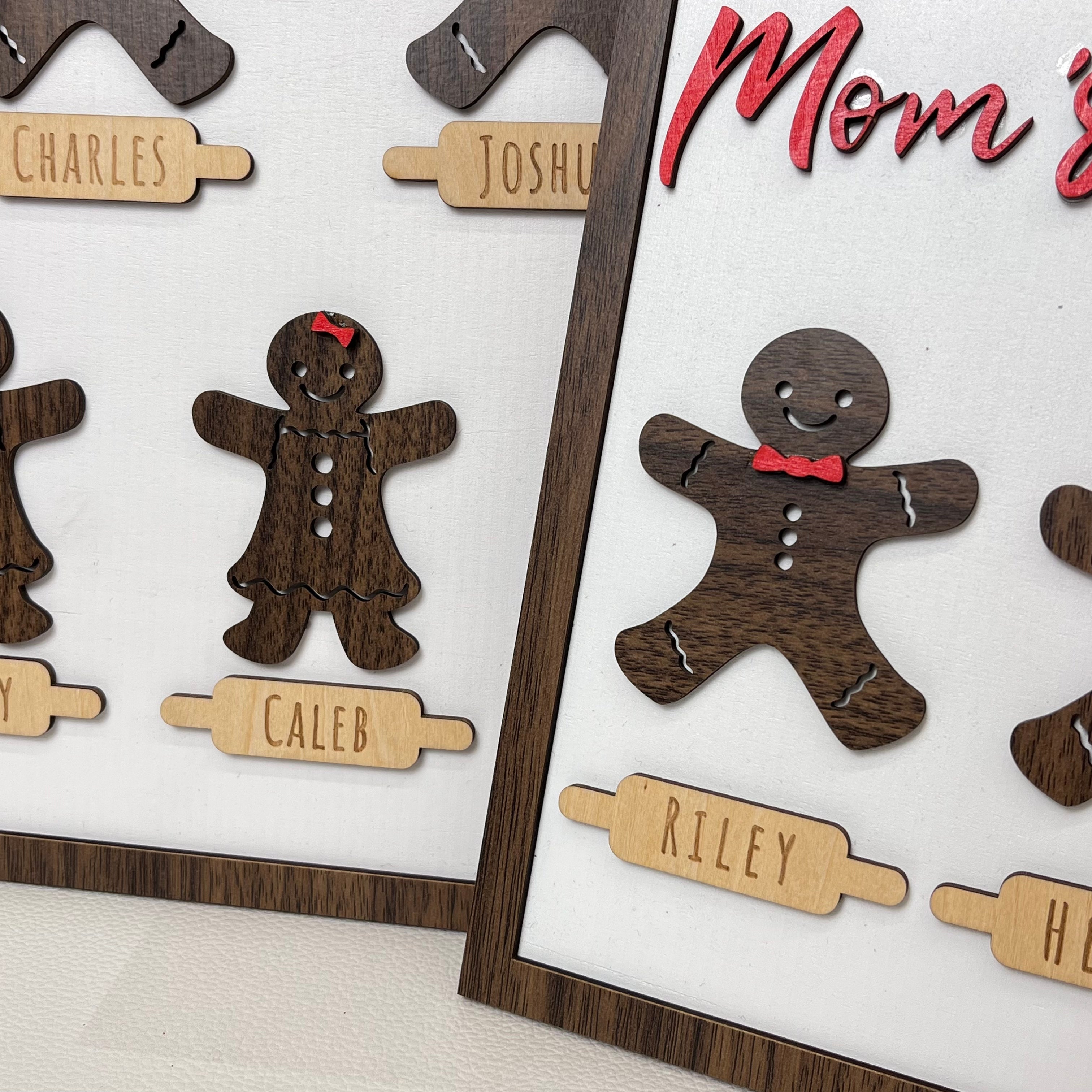 Custom Gingerbread Man Family Name Wooden Frame