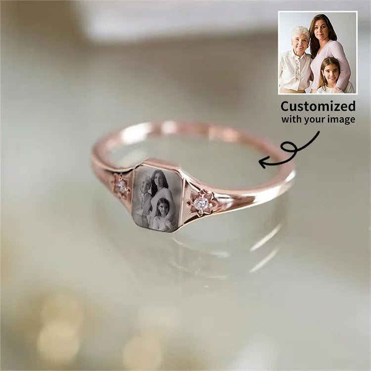 👩❤️👧Mother & Daughter Forever Linked Together Ring-Personalized Birthstone Photo Ring (Customized free)