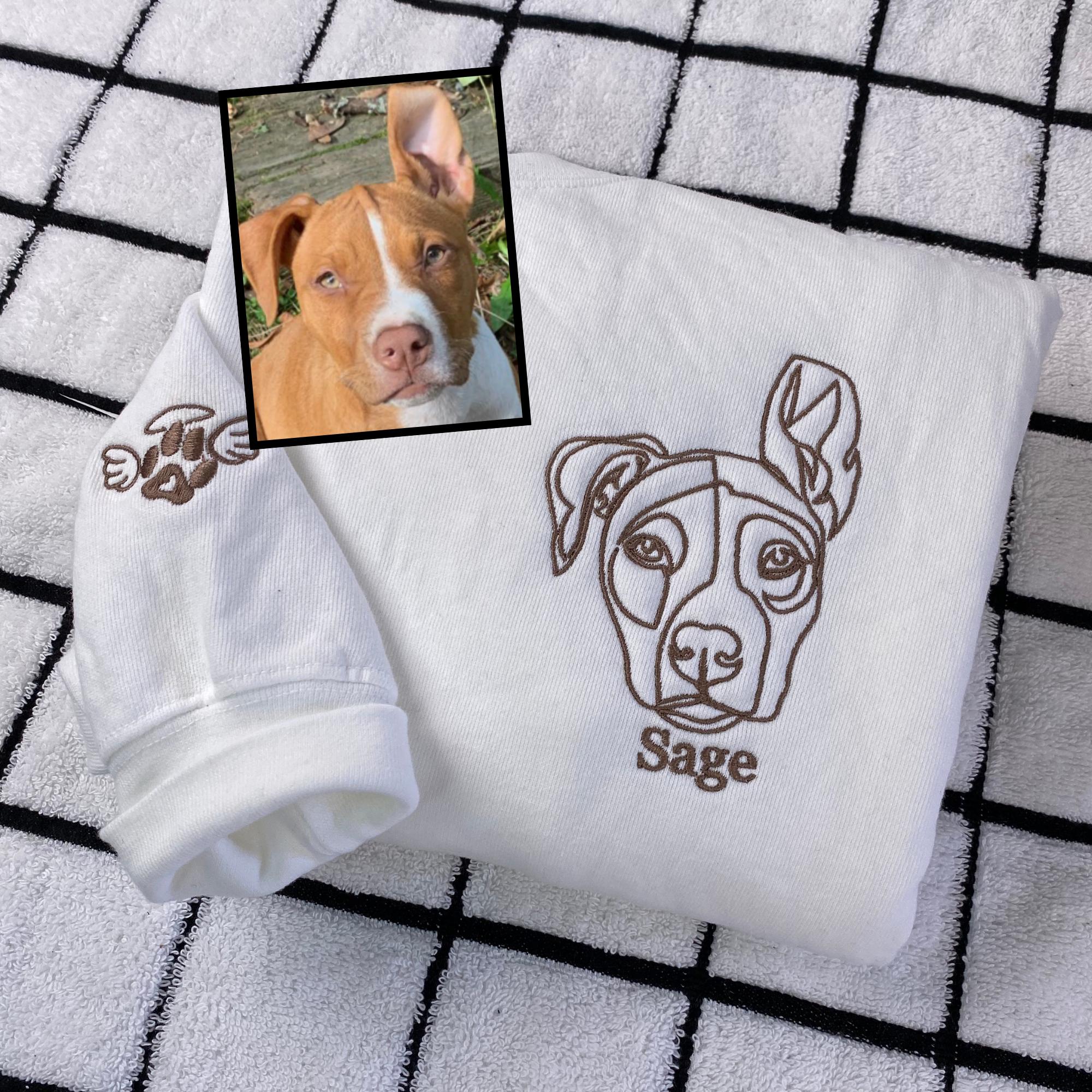 Custom Full Color/Outline Embroidered Pet Portrait Christmas Jumper Sweatshirt