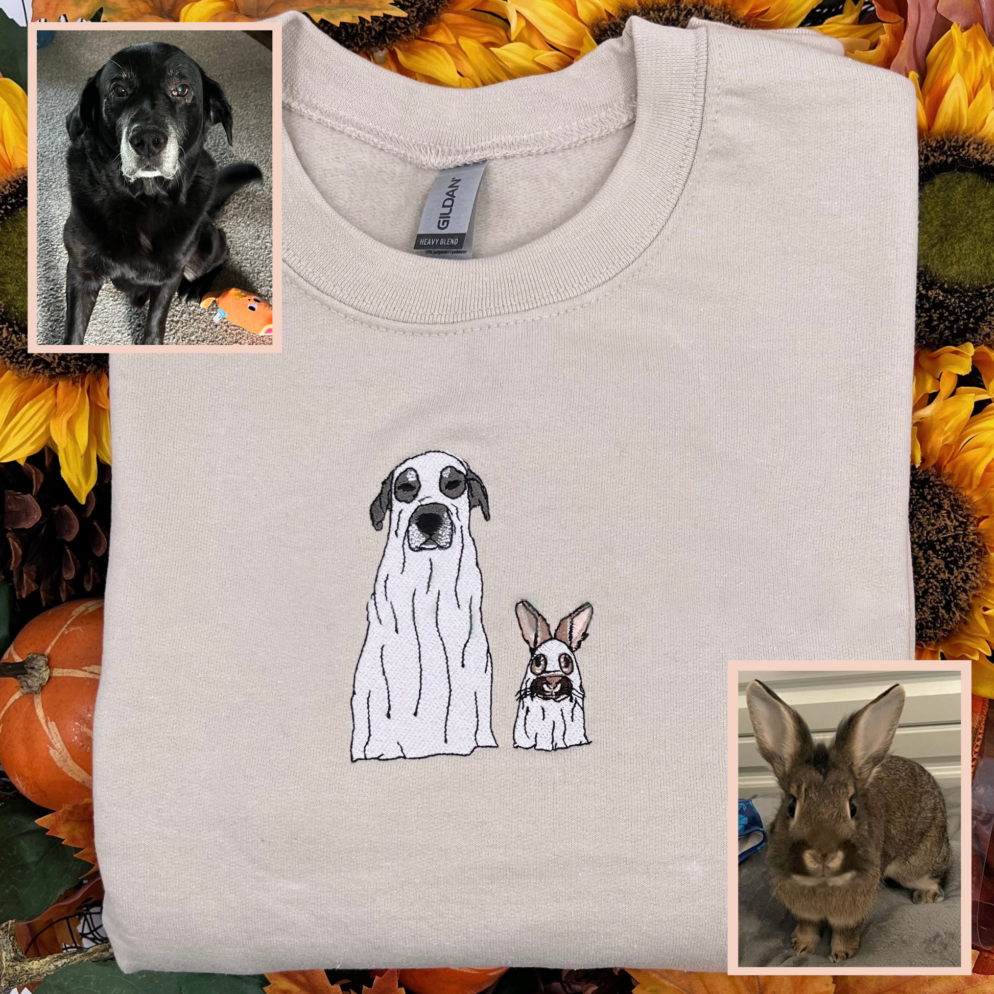 Custom Ghost Pet Halloween Membroidered Sweatshirt