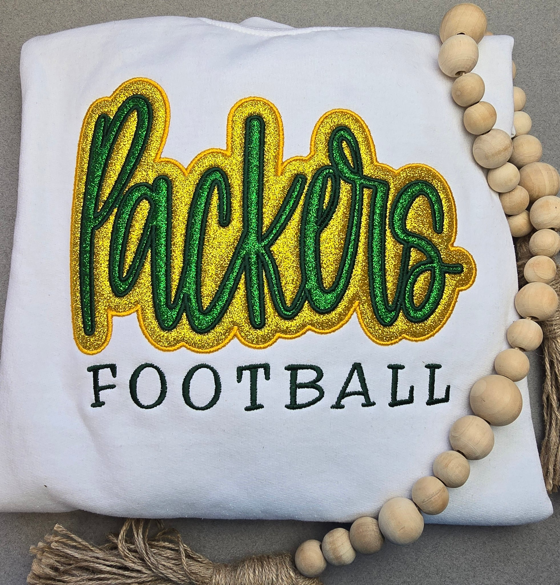 Packers Glitter HOODED Sweatshirt with Border