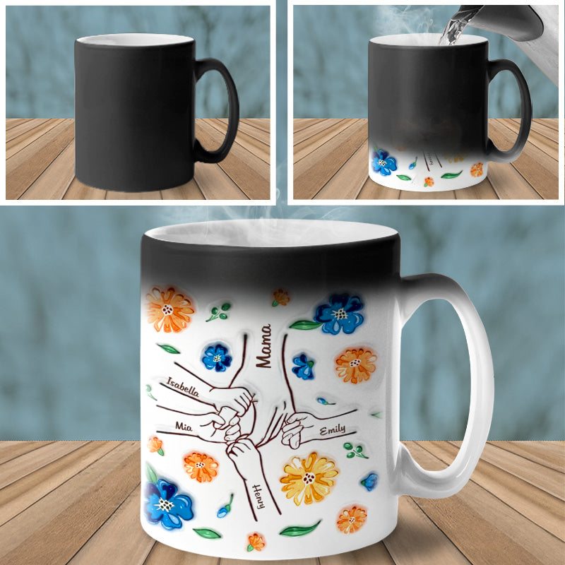 Mom, You Hold My Hand, Also My Heart - Color Changing Magic 3D Inflated Effect Printed Mug-For Mom,Mother's Day Gift