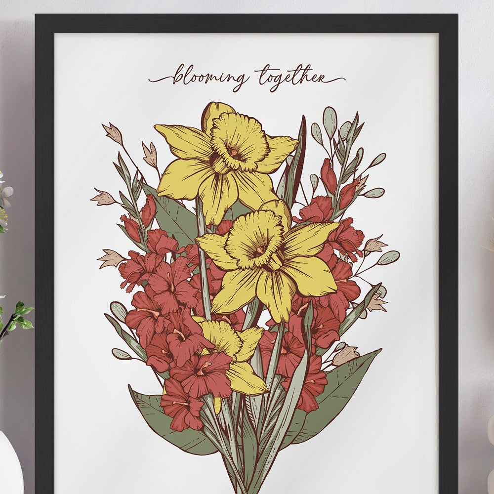 Custom Grandma's Garden Birth Flower Bouquet Art Print For Mother's Day