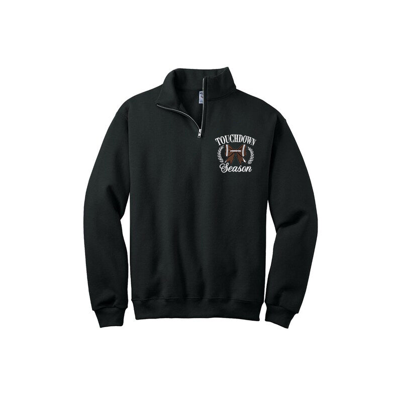 Embroidery Touch Down Season Football Quarterzips Sweatshirt