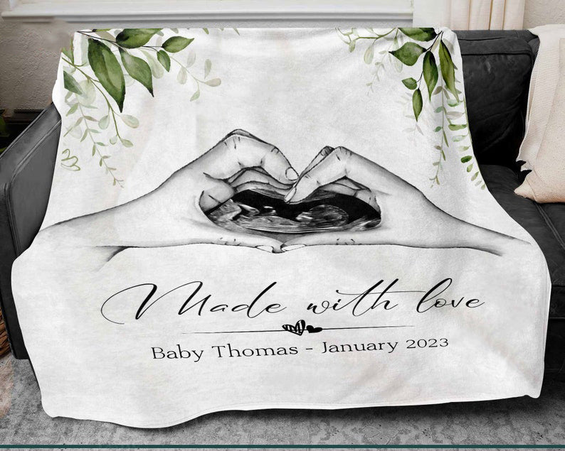 Custom Ultrasound Photo Blanket For Expecting Mom Gift