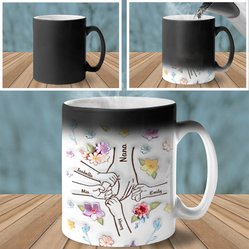 You Hold Our Hands, Also Our Hearts - Color Changing Magic 3D Inflated Effect Printed Mug-For Mom,Mother's Day Gift