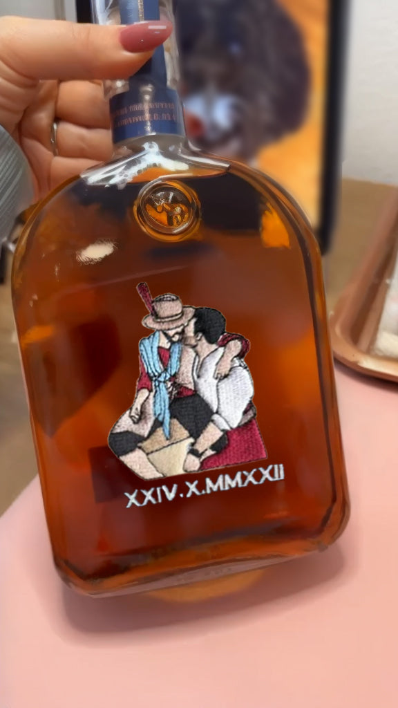 Personalized Engraved Couple Portrait Whiskey Bottles