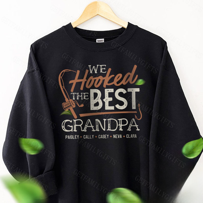 Personalized Grandpa/Dad Fishing Hoodie Sweatshirts, Father's Day Gift