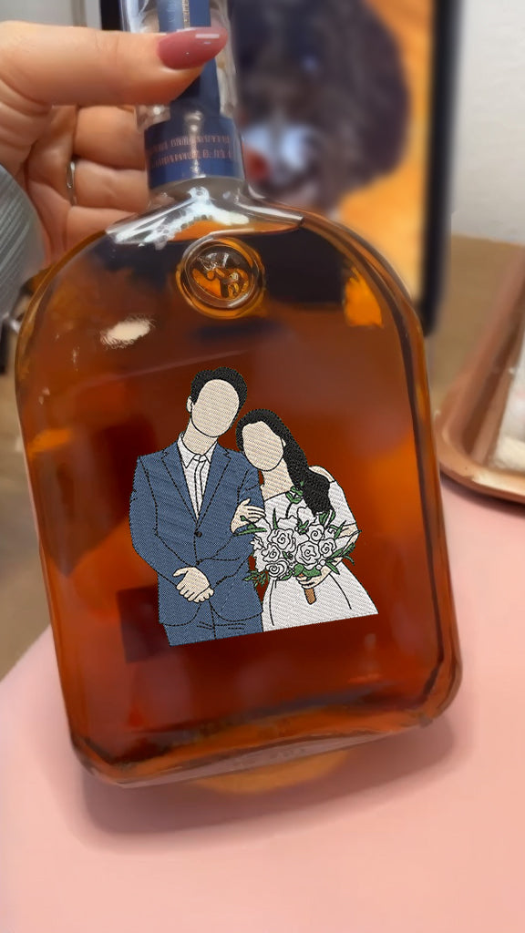 Custom Couple Portrait Love Whiskey Bottles