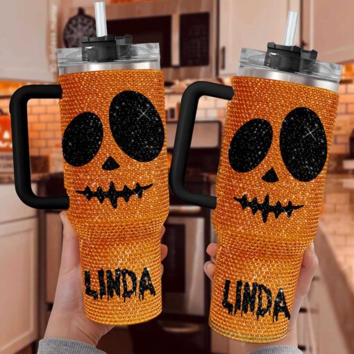 Halloween Tumbler - Personalized Pumpkin Bling 40 Oz Tumbler