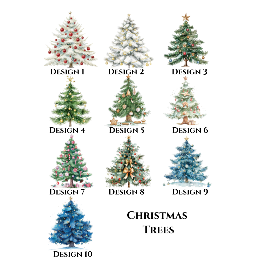 Custom Watercolor Christmas Trees Print Canvas