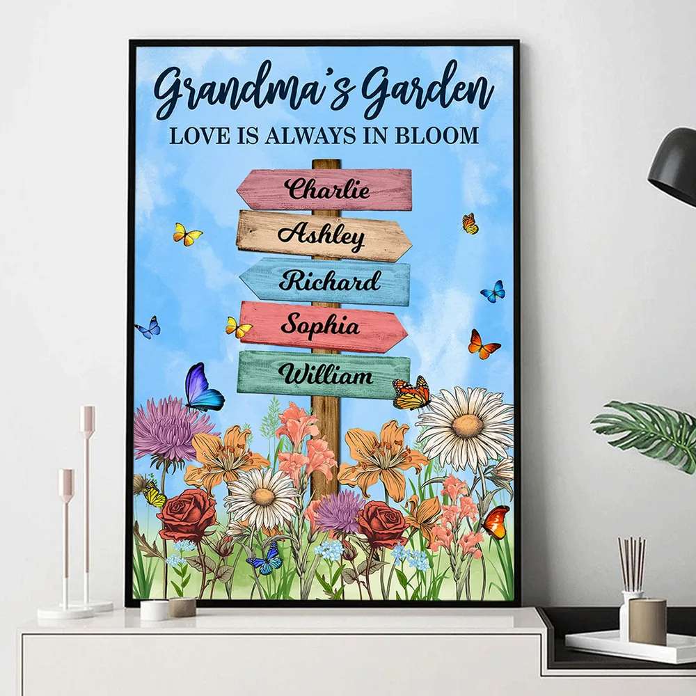 Personalized Grandma's Garden Birth Month Flowers Names Sign