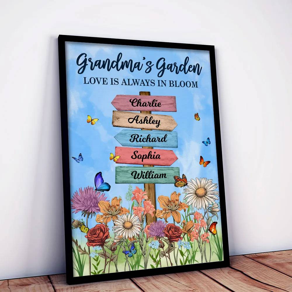 Personalized Grandma's Garden Birth Month Flowers Names Sign