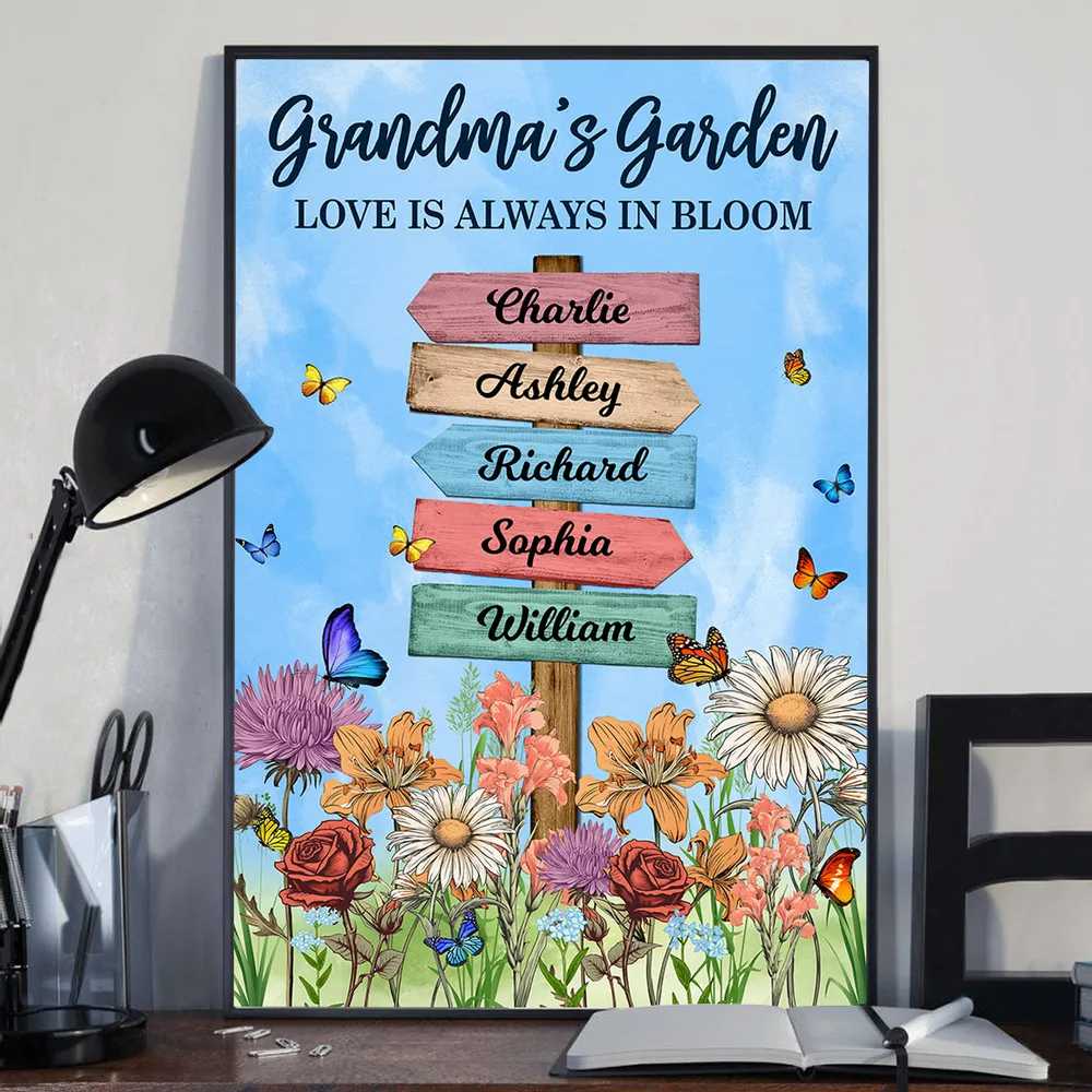 Personalized Grandma's Garden Birth Month Flowers Names Sign