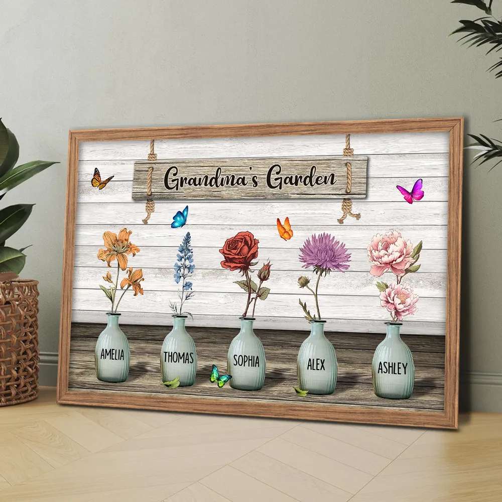 Custom Birth Month Flowers Poster, Mother's Day Gift For Grandma, Mom, Auntie