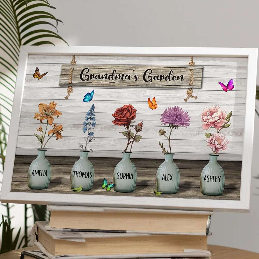 Custom Birth Month Flowers Poster, Mother's Day Gift For Grandma, Mom, Auntie