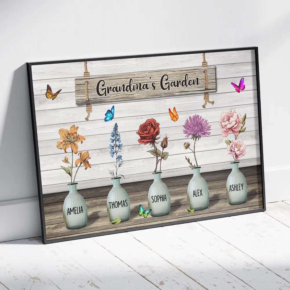 Custom Birth Month Flowers Poster, Mother's Day Gift For Grandma, Mom, Auntie